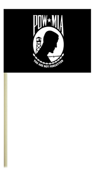 4" x 6" No Hem No Tip Cotton Pow-Mia Stick Flags