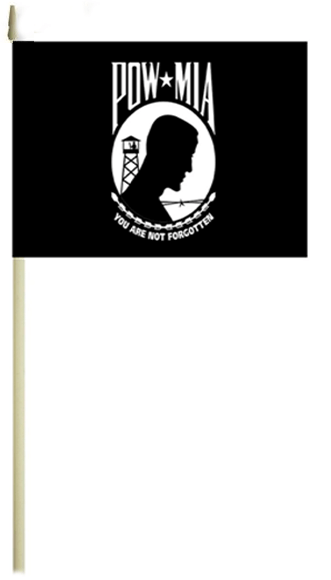 4" x 6" No Hem Cotton Pow-Mia Stick Flags With Tip